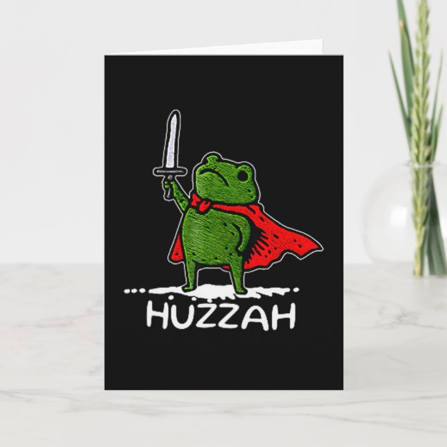 Huzzah Frog Knight Funny Sword Meme Quote  Karte (Vorderseite)