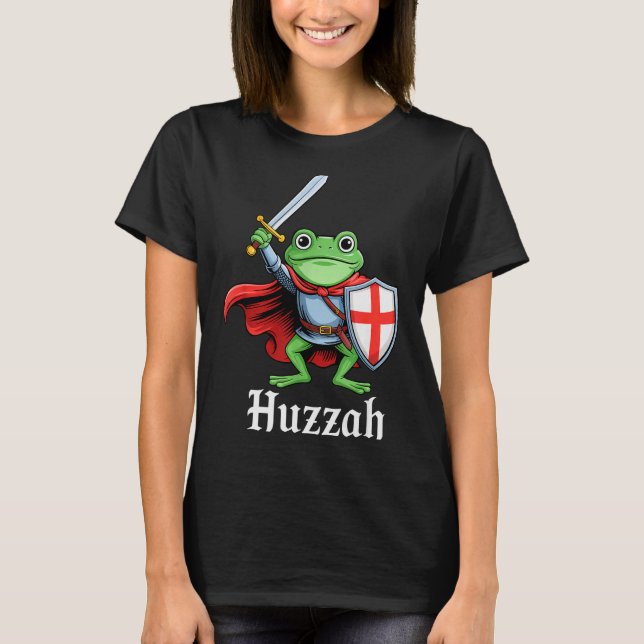 Huzzah Frog Knight Funny Sword Meme Quote Medieval T-Shirt (Vorderseite)