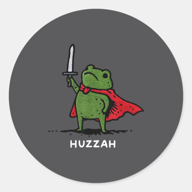 Huzzah Frog Knight Funny Sword Meme Quote  Runder Aufkleber (Vorderseite)