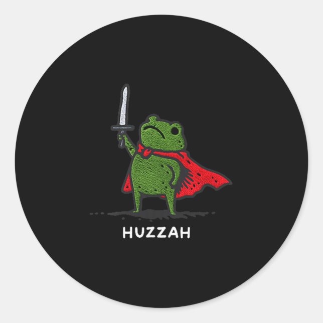 Huzzah Frog Knight Funny Sword Meme Quote  Runder Aufkleber (Vorderseite)
