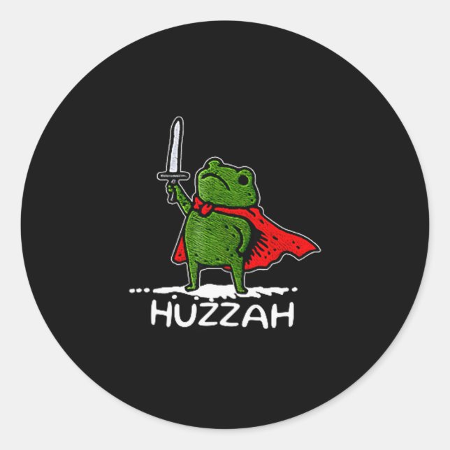 Huzzah Frog Knight Funny Sword Meme Quote  Runder Aufkleber (Vorderseite)