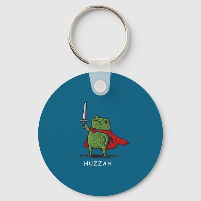 Huzzah Frog Knight Funny Sword Meme Quote  Schlüsselanhänger (Vorderseite)