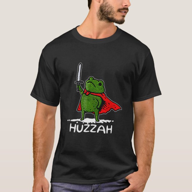 Huzzah Frog Knight Funny Sword Meme Quote  T-Shirt (Vorderseite)