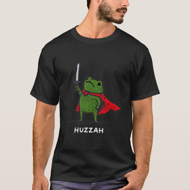Huzzah Frog Knight Funny Sword Meme Quote  T-Shirt (Vorderseite)