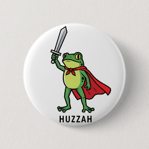 Huzzah Frog Knight Funny Sword Meme Zitat Button