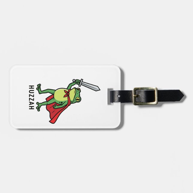Huzzah Frog Knight Funny Sword Meme Zitat Gepäckanhänger (Vorderseite horizontal)