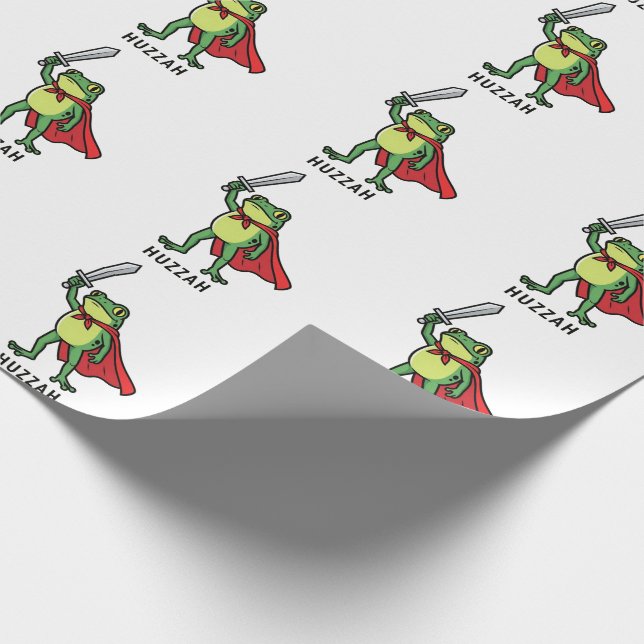 Huzzah Frog Knight Funny Sword Meme Zitat Geschenkpapier (Ecke)