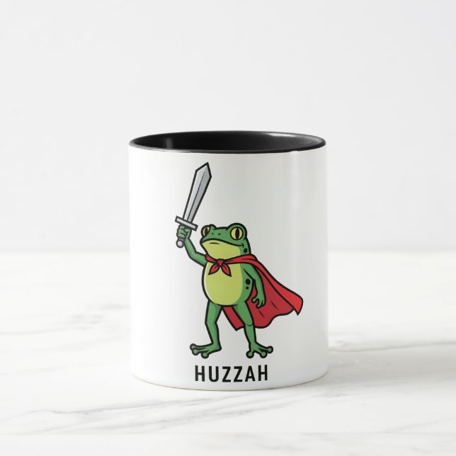 Huzzah Frog Knight Funny Sword Meme Zitat Tasse (Zentrum)