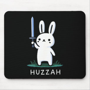 Huzzah Hase Ritter Lustiges Schwert Grafik Kunst Mousepad