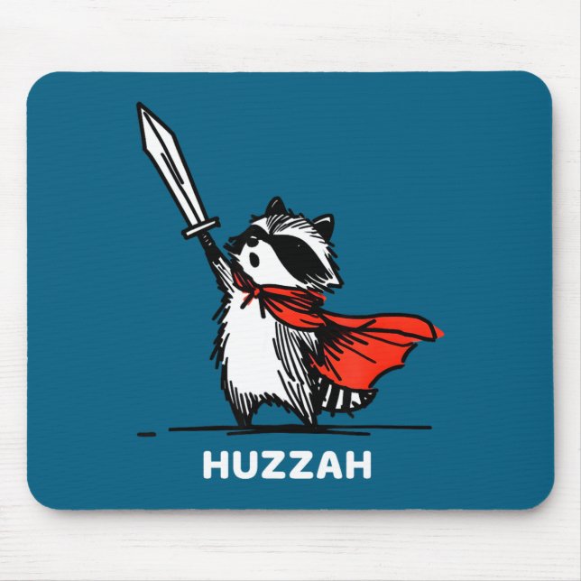Huzzah Raccoon Knight Funny Sword Meme Quote  Mousepad (Vorne)