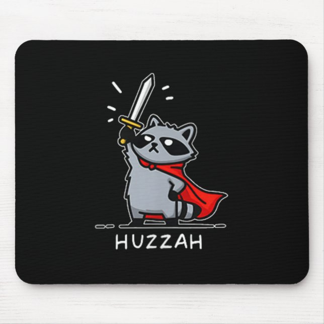 Huzzah Raccoon Knight Funny Sword Meme Zitat Mousepad (Vorne)
