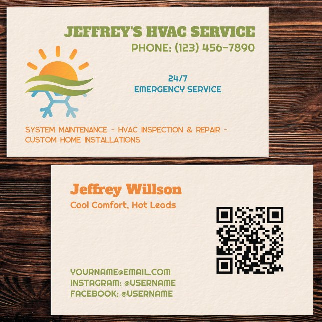 HVAC Custom QR Visitenkarte (HVAC Custom QR Business Cards)