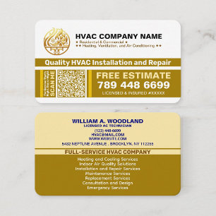 HVAC Firmenlogo, Slogans & Qr-Code   Luxus Gold Visitenkarte
