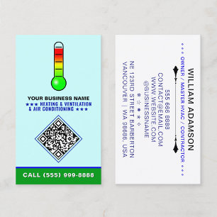 HVAC-Logo & QR-Code Heizung & Klimaanlage Visitenkarte