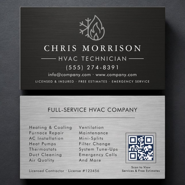 HVAC Services QR Code Black Visitenkarte (Von Creator hochgeladen)