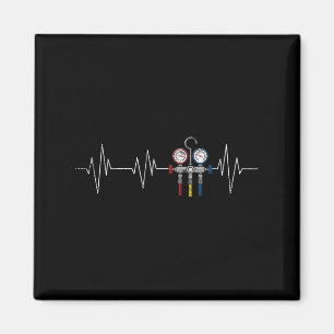 Hvac Technician Ekg Heartbeat Vintag Funny Hvac T Magnet