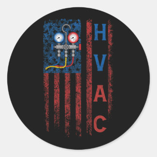 HVAC Technician Flag USA Vintag Runder Aufkleber