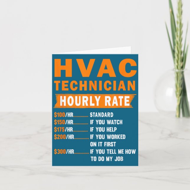 Hvac Technician Hourly Rate Funny Hvac Mechanic Sa Karte (Vorderseite)