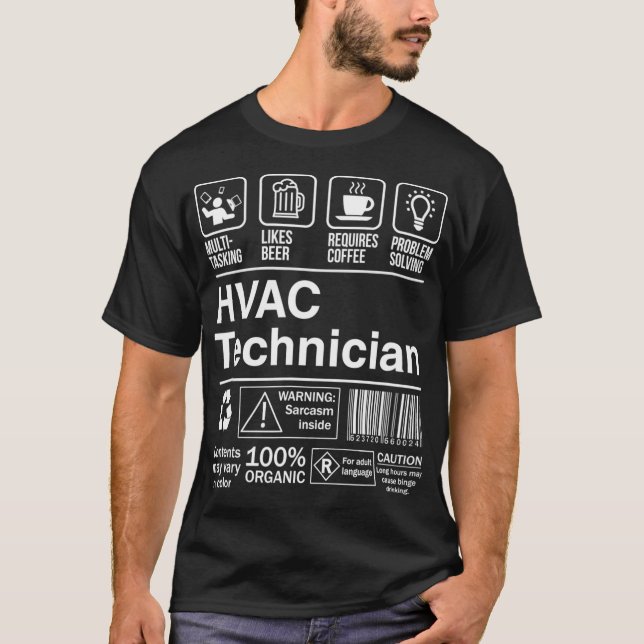 HVAC Technician Product Label Funny Gift  T-Shirt (Vorderseite)