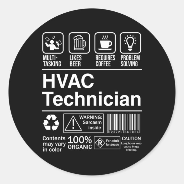 Hvac Technician Product Label Runder Aufkleber (Vorderseite)