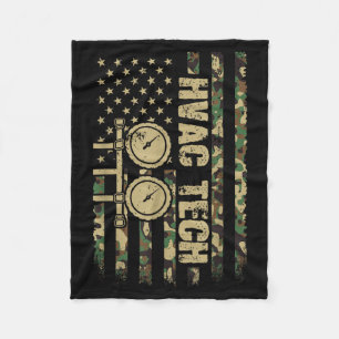 Hvac-Techniker Amerikanische Flagge Tarnung 4. Jul Fleecedecke