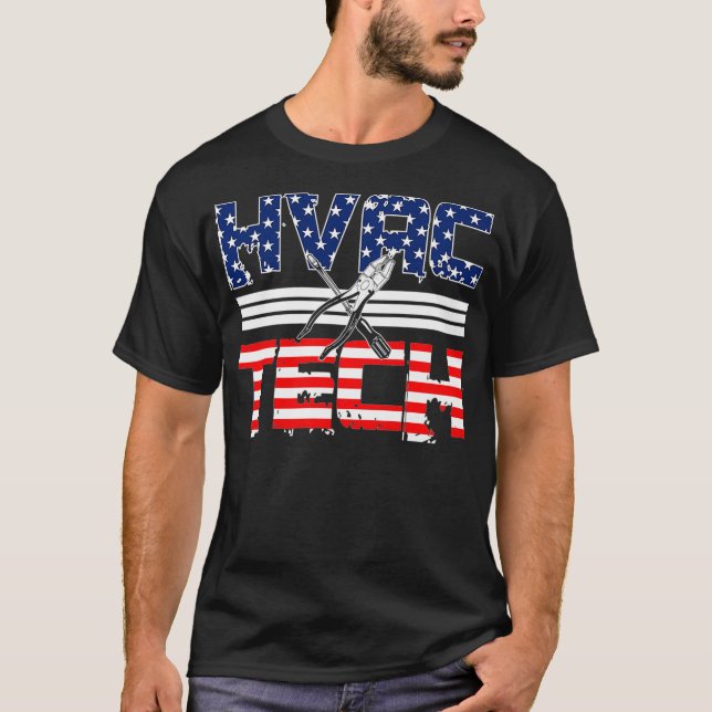 HVAC-Techniker gibt patrouillische amerikanische F T-Shirt (Vorderseite)