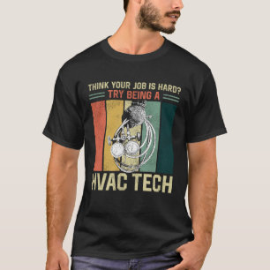 HVAC Techniker Tech Vintag Retro denken Sie Ihren T-Shirt
