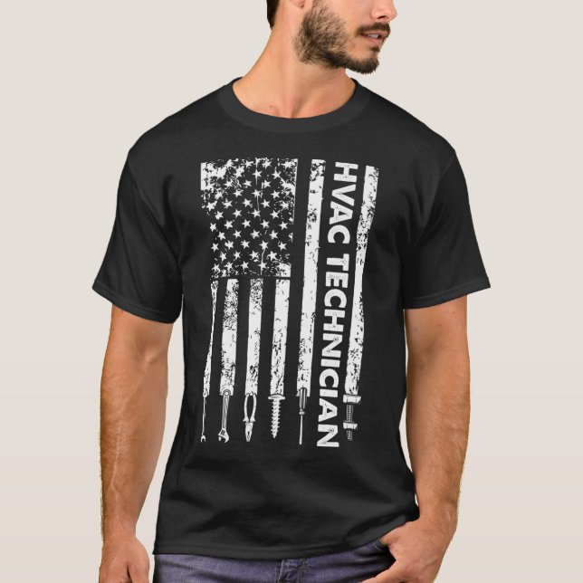 HVAC Techniker US Flag HVAC Tech Premium T-Shirt (Vorderseite)
