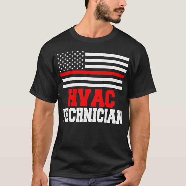 HVAC Techniker USA Flaggen Funny HVAC Tech T-Shirt (Vorderseite)