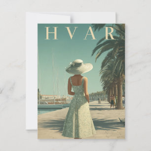 Hvar 50er Vintage Reise Postkarte