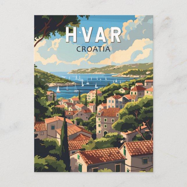 Hvar Croatia Reisen Art Vintag Postkarte (Vorderseite)