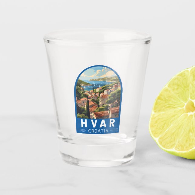 Hvar Croatia Reisen Art Vintag Schnapsglas (Vorderseite)