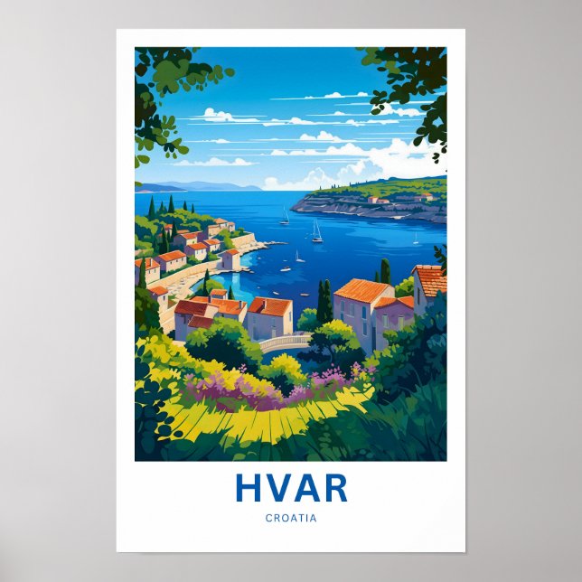 Hvar Croatia Travel Print Poster (Vorne)