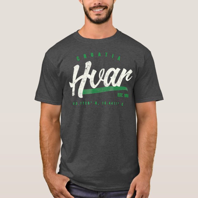 Hvar Croatia Vintag Retro T-Shirt (Vorderseite)