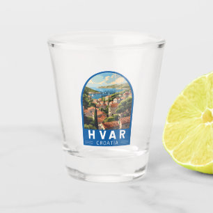 Hvar Kroatien Reise Kunst Vintage Schnapsglas