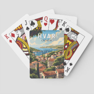 Hvar Kroatien Reise Kunst Vintage Spielkarten