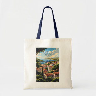 Hvar Kroatien Reise Kunst Vintage Tragetasche