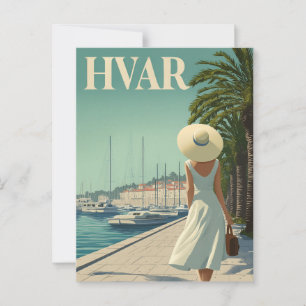 Hvar Vintage 50er Reise Postkarte
