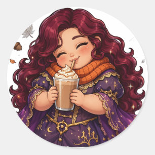 HVU Spooky Season - Tag 6: Herbst-Latte-Aufkleber Runder Aufkleber