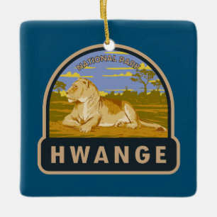 Hwange National Park Zimbabwe Travel Art Vintag Keramikornament