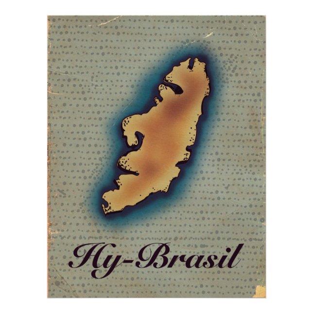 Hy-Brazil Mythological Old Map Fotodruck (Vorne)