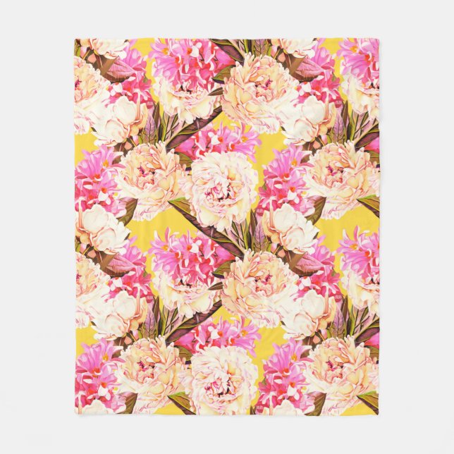 Hyacinth and peonis flowers, seamless pattern. Wat Fleecedecke (Vorderseite)