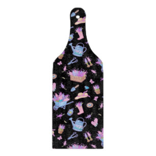 Hyacinth-Garten Blumenmuster Schwarz Schneidebrett