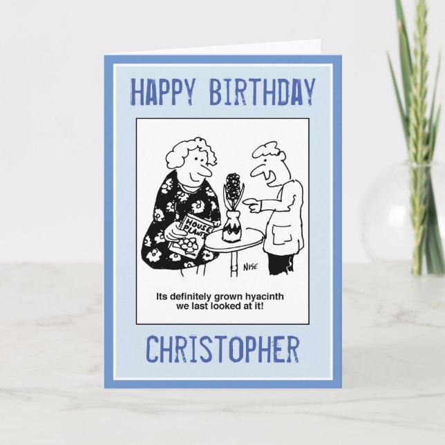 Hyacinth House Pflanze Puppe Cartoon Karte (Vorderseite)