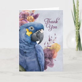 Hyacinth Macaw Parrot mit Lila Botanicals Dankeskarte