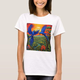 Hyacinth Macaws über Dschungelbäume T-Shirt