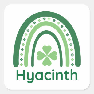 Hyacinth Name Clover Boho Rainbow Quadratischer Aufkleber