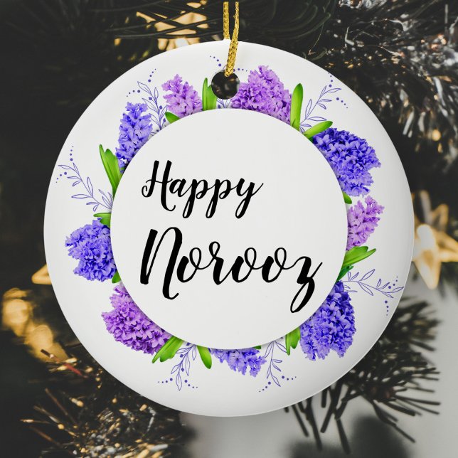 Hyacinth Wreath Lila Happy Norooz Neujahr Keramik Ornament (Von Creator hochgeladen)