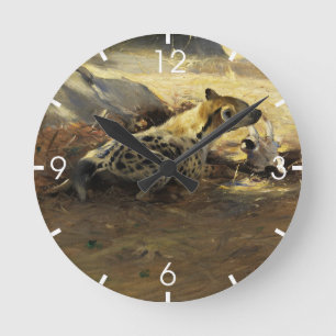 Hyäne (von Wilhem Kuhnert) Runde Wanduhr