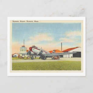 Hyannis Massachusetts Vintage Flughafen und Flugze Postkarte